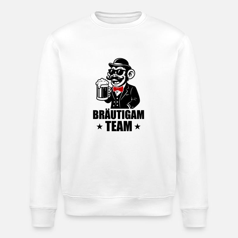 Groom Team Monkey - Stanley/Stella ROLLER Unisex Organic Sweatshirt - white