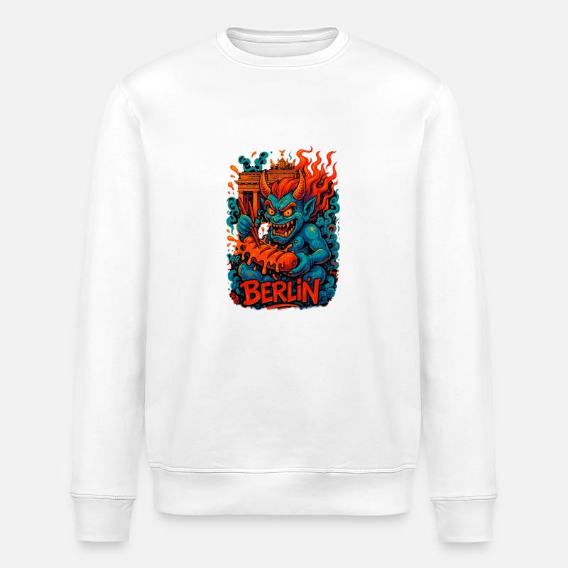Berlin Oni – Currywurst Chaos - Sweat bio ROLLER Stanley/Stella Unisexe - blanc