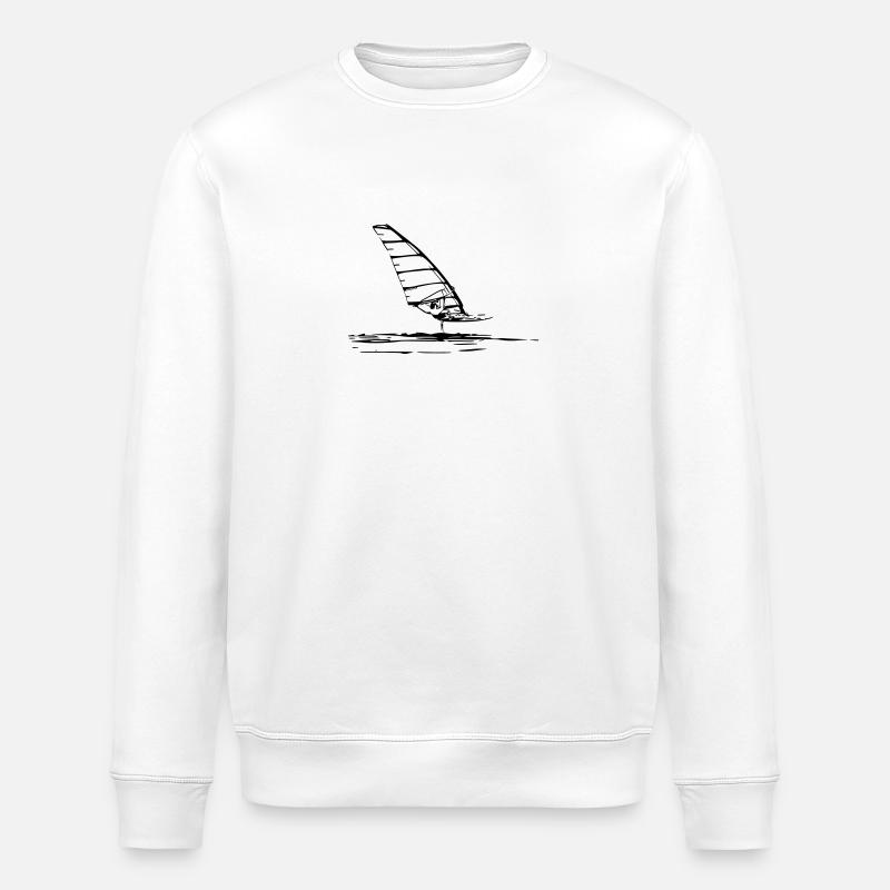 Windsurf Foil Sketch - Stanley/Stella Unisex Bio-Sweatshirt ROLLER - Weiß