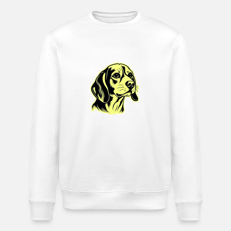 Beagle Dog Head - Stanley/Stella ROLLER Unisex Organic Sweatshirt - white