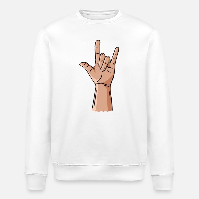 Teufelshörner / Rock'n'Roll / Metall Handgeste - Stanley/Stella Unisex Bio-Sweatshirt ROLLER - Weiß