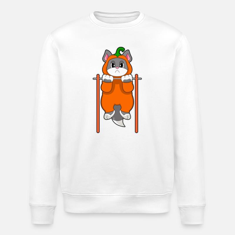 Chat Halloween Musculation - Sweat bio ROLLER Stanley/Stella Unisexe - blanc