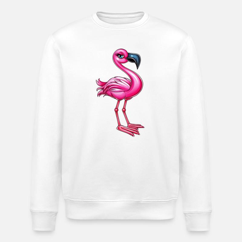 pink rosa Flamingo Vogel :) - Stanley/Stella Unisex Bio-Sweatshirt ROLLER - Weiß