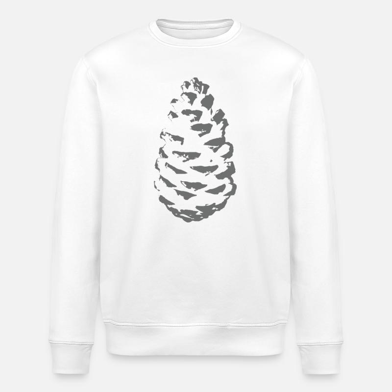 Spruce cone silhouette in shade grey - Stanley/Stella ROLLER Unisex Organic Sweatshirt - white