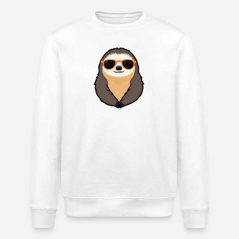 Sloth mit Sonnenbrille Retro Vibe - Stanley/Stella Unisex Bio-Sweatshirt ROLLER - Weiß