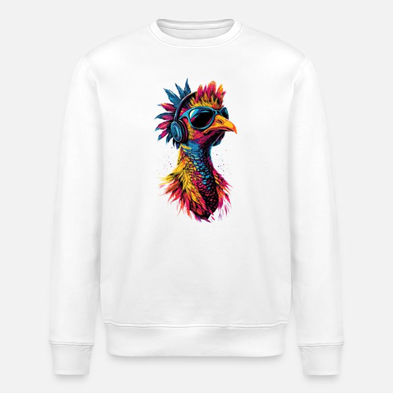 Dinde Poules Oiseaux Dinde - Sweat bio ROLLER Stanley/Stella Unisexe - blanc