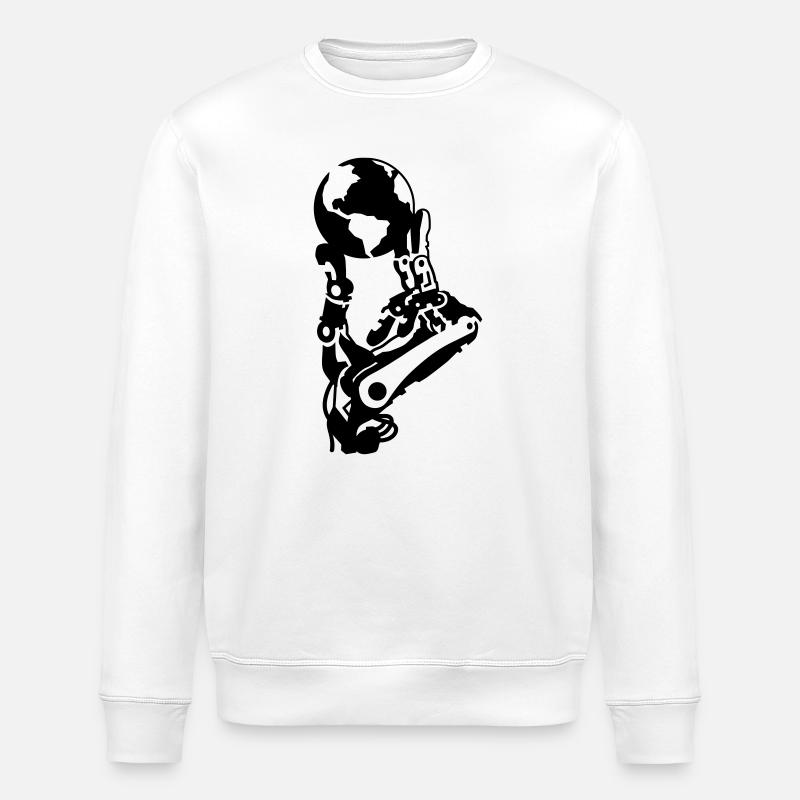 Globe dans la main robotisée - Sweat bio ROLLER Stanley/Stella Unisexe - blanc