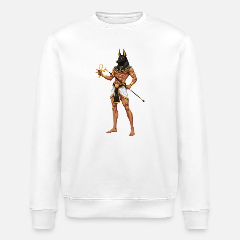 Anubis-Krieger mit Ankh-Cosplay - Stanley/Stella Unisex Bio-Sweatshirt ROLLER - Weiß