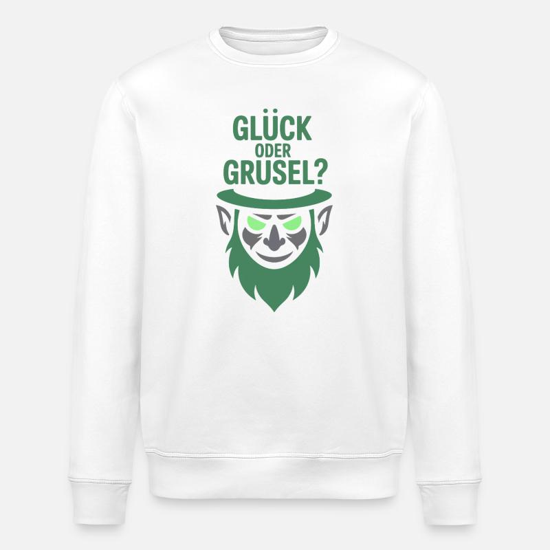 Glück oder Grusel Kobold-Motiv - Stanley/Stella Unisex Bio-Sweatshirt ROLLER - Weiß