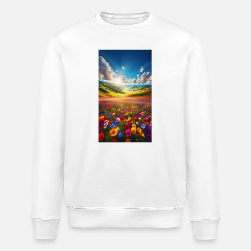 Rainbow meadow in sunlight - Stanley/Stella ROLLER Unisex Organic Sweatshirt - white
