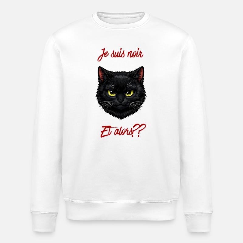 Chat noir et texte rouge audacieux - Sweat bio ROLLER Stanley/Stella Unisexe - blanc
