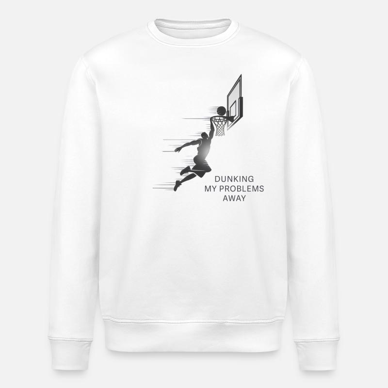 Dunking My Problems Away Basketball - Stanley/Stella ROLLER Unisex Organic Sweatshirt - white