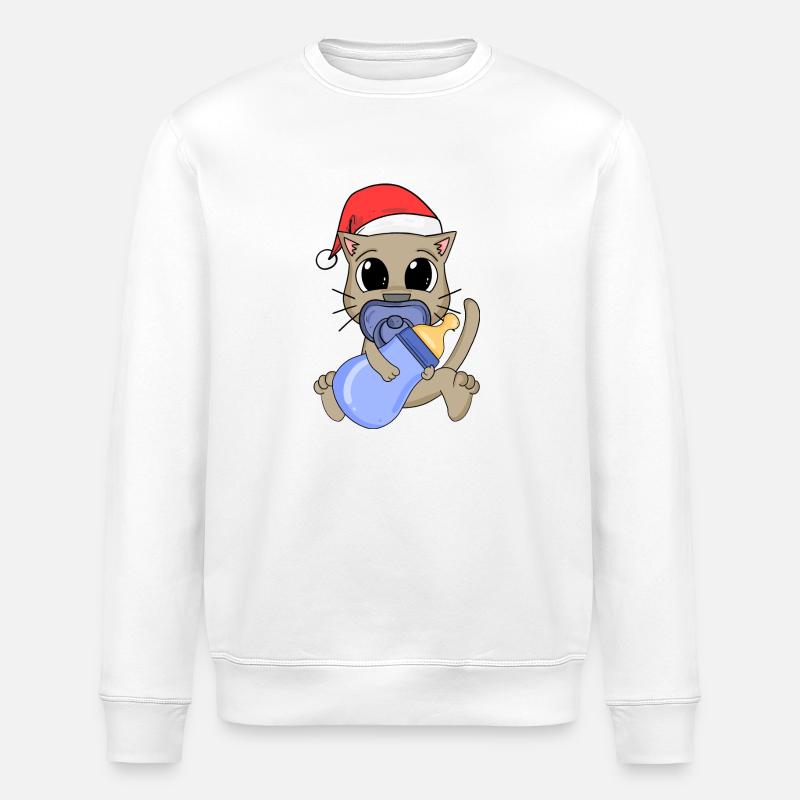 Chat Bébé Noël - Sweat bio ROLLER Stanley/Stella Unisexe - blanc