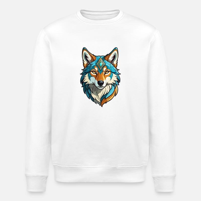 Wolf Fantasy Illustration - Stanley/Stella Unisex Bio-Sweatshirt ROLLER - Weiß