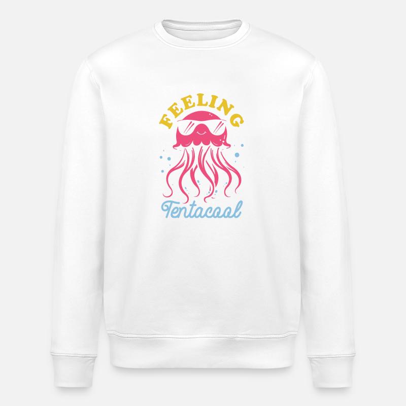 Feeling Tentacool - Jellyfish with Tentacles - Stanley/Stella ROLLER Unisex Organic Sweatshirt - white