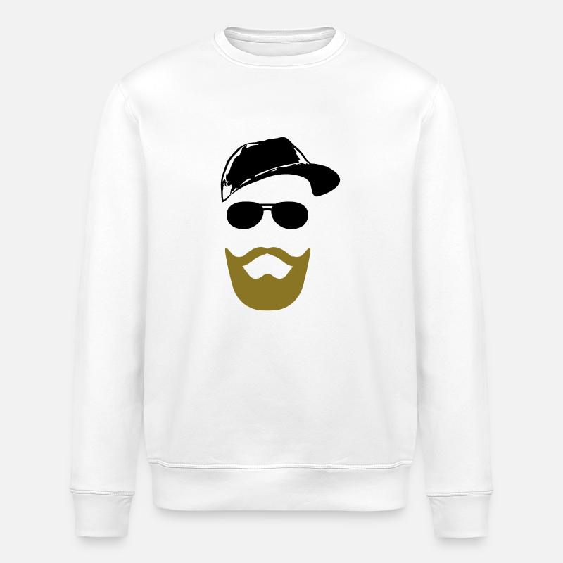 Gesicht mit Bart - Stanley/Stella Unisex Bio-Sweatshirt ROLLER - Weiß