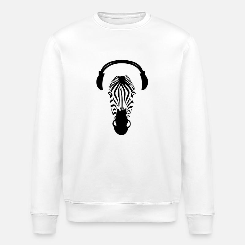 Zebra avec des écouteurs - Sweat bio ROLLER Stanley/Stella Unisexe - blanc