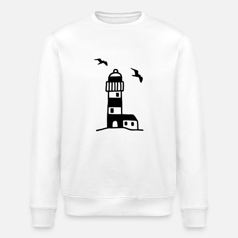 Lighthouse with seagulls - Stanley/Stella ROLLER Unisex Organic Sweatshirt - white