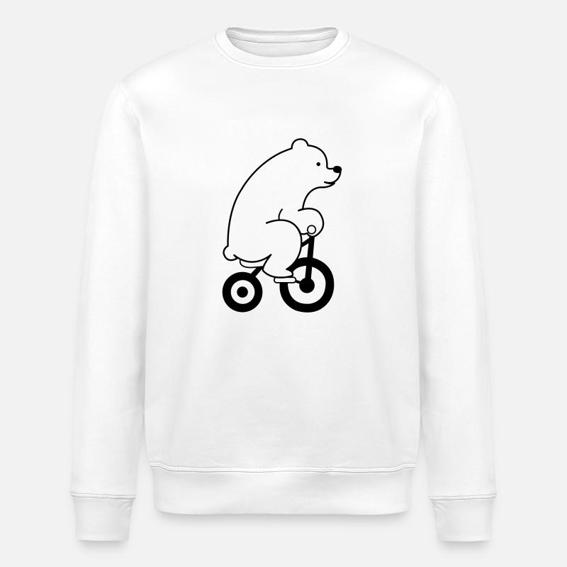 eisbaer_fahrrad_01 - Stanley/Stella Unisex Bio-Sweatshirt ROLLER - Weiß