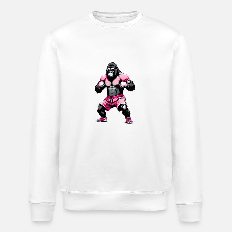 Boxing Gorilla Boxer - Stanley/Stella ROLLER Unisex Organic Sweatshirt - white