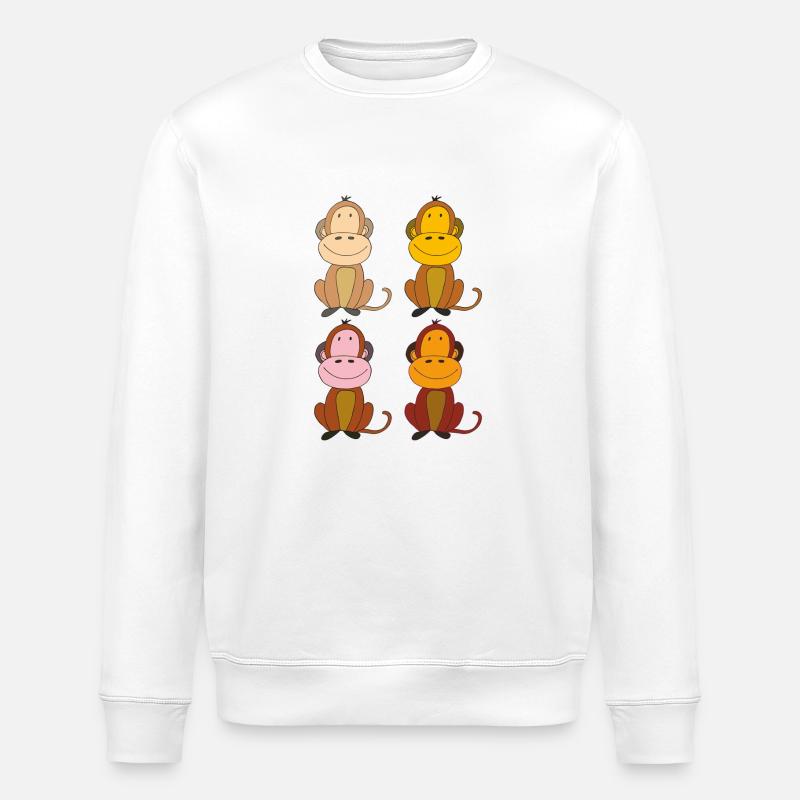 affen vierlinge lustig - Stanley/Stella Unisex Bio-Sweatshirt ROLLER - Weiß