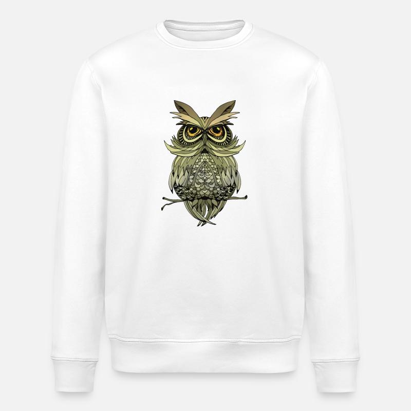 Eule Vogel - Stanley/Stella Unisex Bio-Sweatshirt ROLLER - Weiß