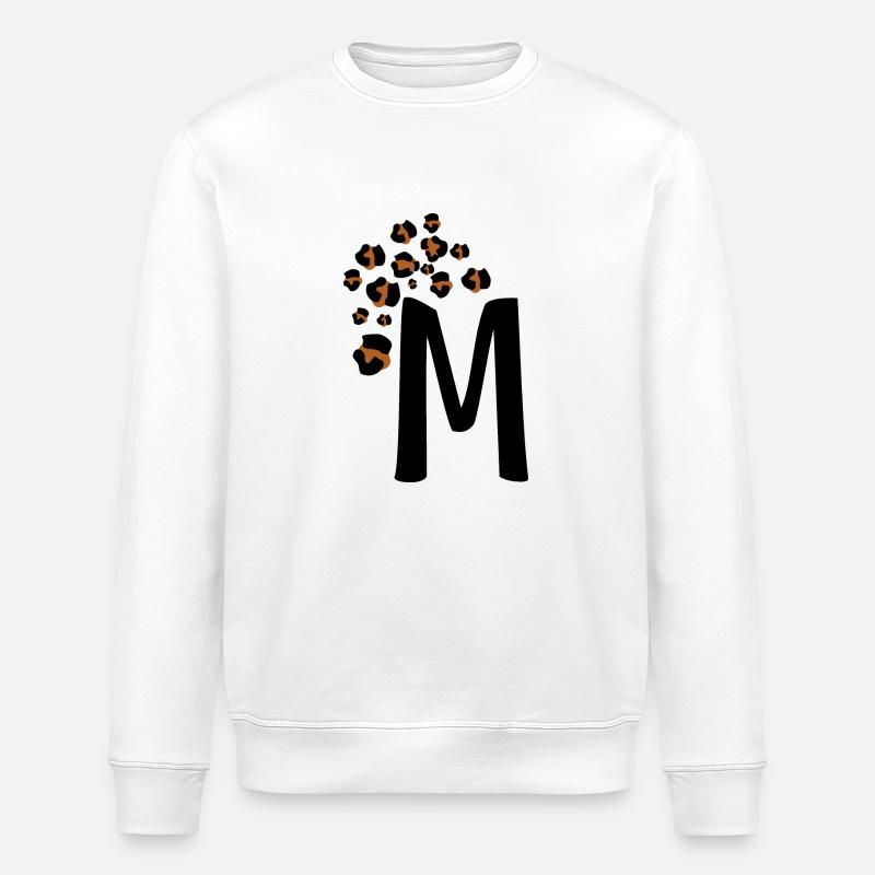 Letter M Leopard Patterns - Stanley/Stella ROLLER Unisex Organic Sweatshirt - white
