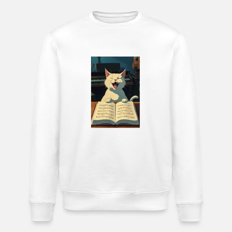 Un chaton mignon chante - Sweat bio ROLLER Stanley/Stella Unisexe - blanc