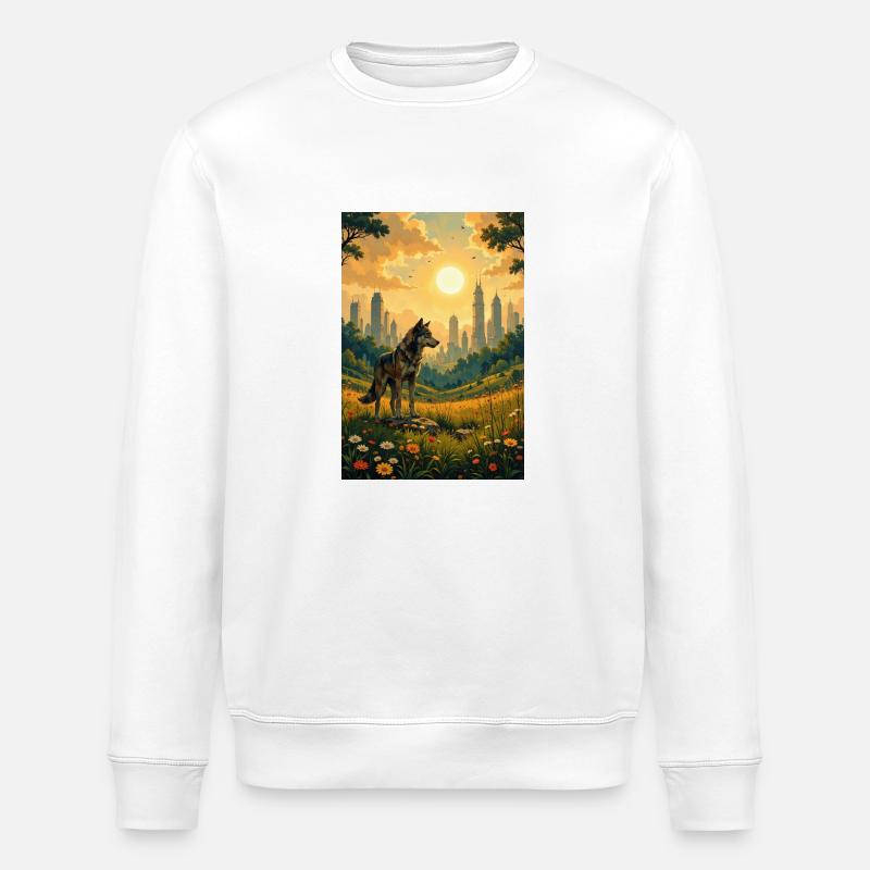Das Bild des Wolfes - Stanley/Stella Unisex Bio-Sweatshirt ROLLER - Weiß