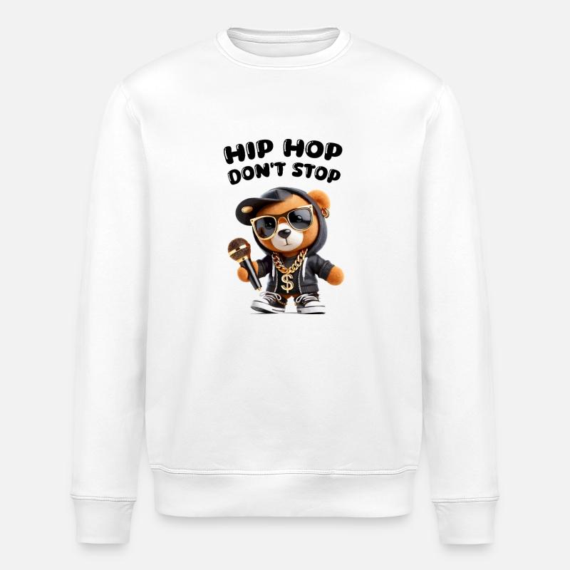 Teddy Bear Rappeur Hip Hop - Sweat bio ROLLER Stanley/Stella Unisexe - blanc
