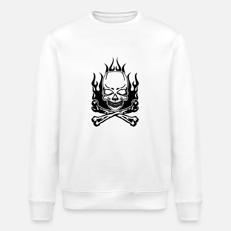 Burning Skull - Sweat bio ROLLER Stanley/Stella Unisexe - blanc