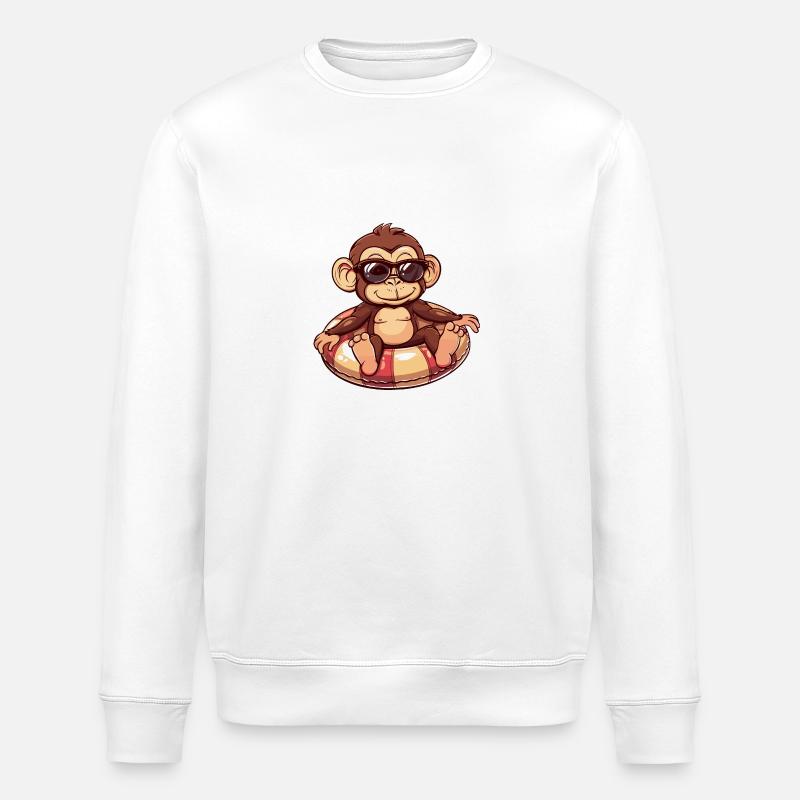 Monkey Summer Comic - Stanley/Stella ROLLER Unisex Organic Sweatshirt - white