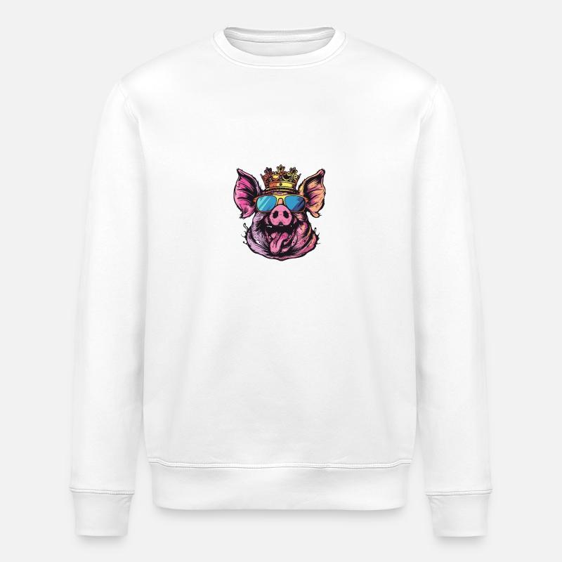 Pig Comic - Stanley/Stella ROLLER Unisex Organic Sweatshirt - white