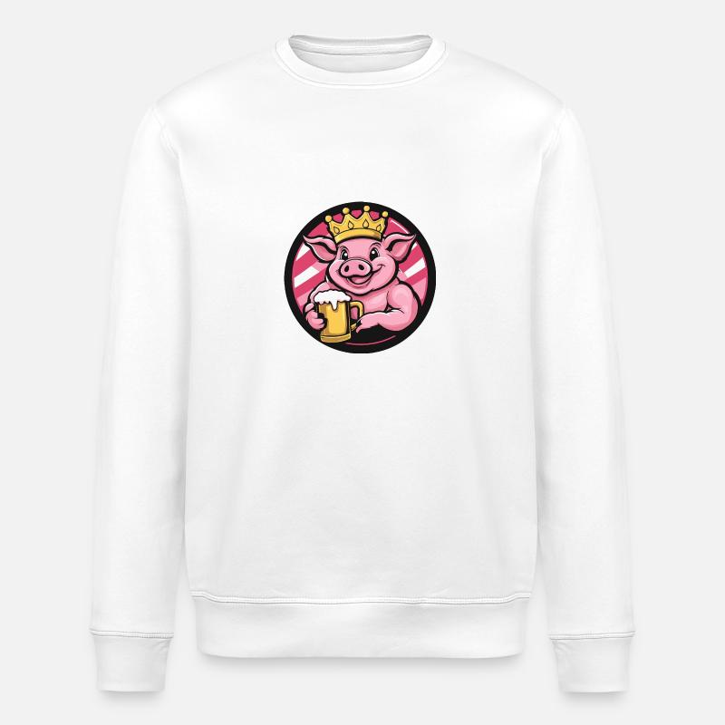 Pork Beer Comic - Stanley/Stella ROLLER Unisex Organic Sweatshirt - white