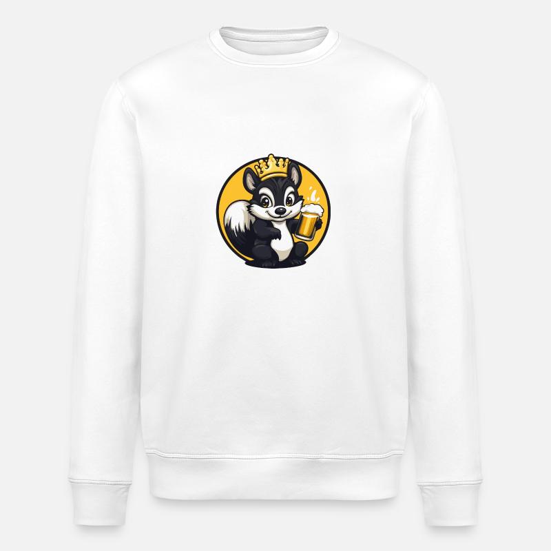 Stinktier Bier Comic - Stanley/Stella Unisex Bio-Sweatshirt ROLLER - Weiß