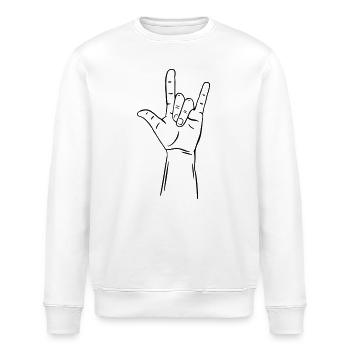 Handgeste ich liebe dich / ich liebe dich - Stanley/Stella Unisex Bio-Sweatshirt ROLLER - Weiß - Vorne - Nik (191cm)
