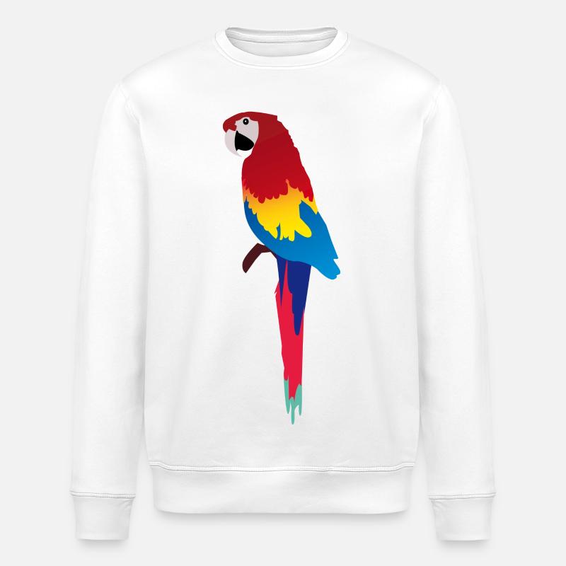 Bunter Papagei Print auf Kleidung - Stanley/Stella Unisex Bio-Sweatshirt ROLLER - Weiß