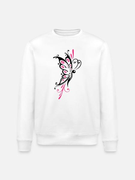 Papillon filigrané, ailes, tatouage tribal - Sweat bio ROLLER Stanley/Stella Unisexe - blanc