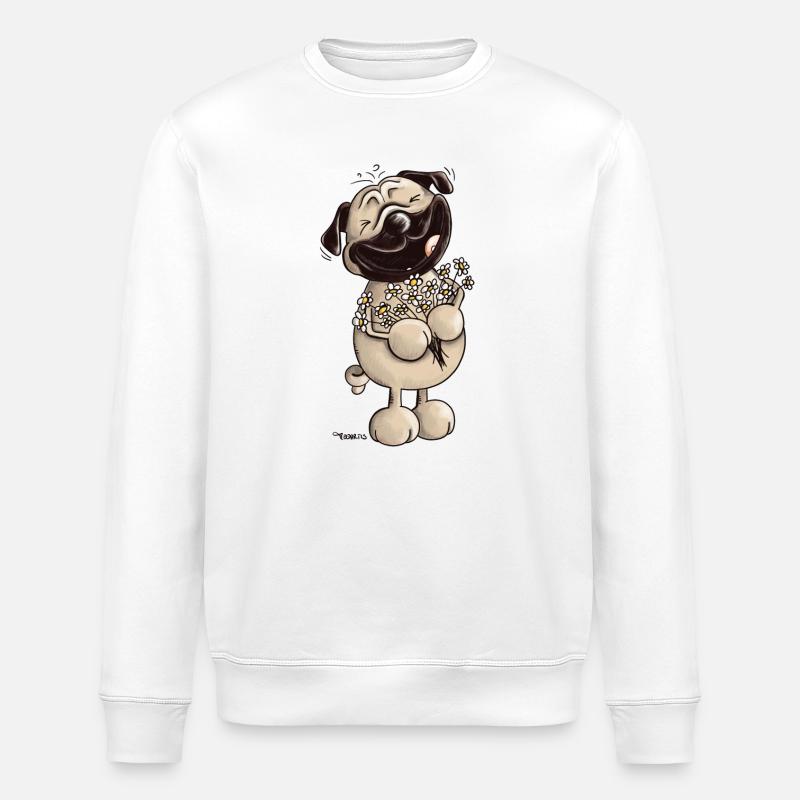 Süßer Mops - Möpse - Mopsfideler Mops - Geschenk - Stanley/Stella Unisex Bio-Sweatshirt ROLLER - Weiß