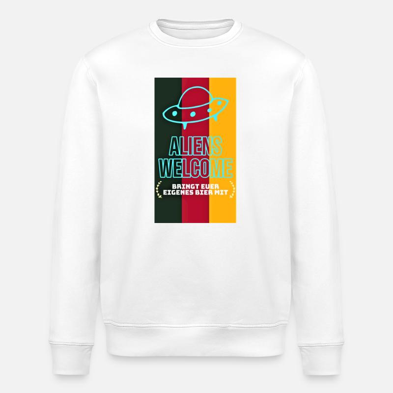 Außerirdischer Bierempfang Humor - Stanley/Stella Unisex Bio-Sweatshirt ROLLER - Weiß