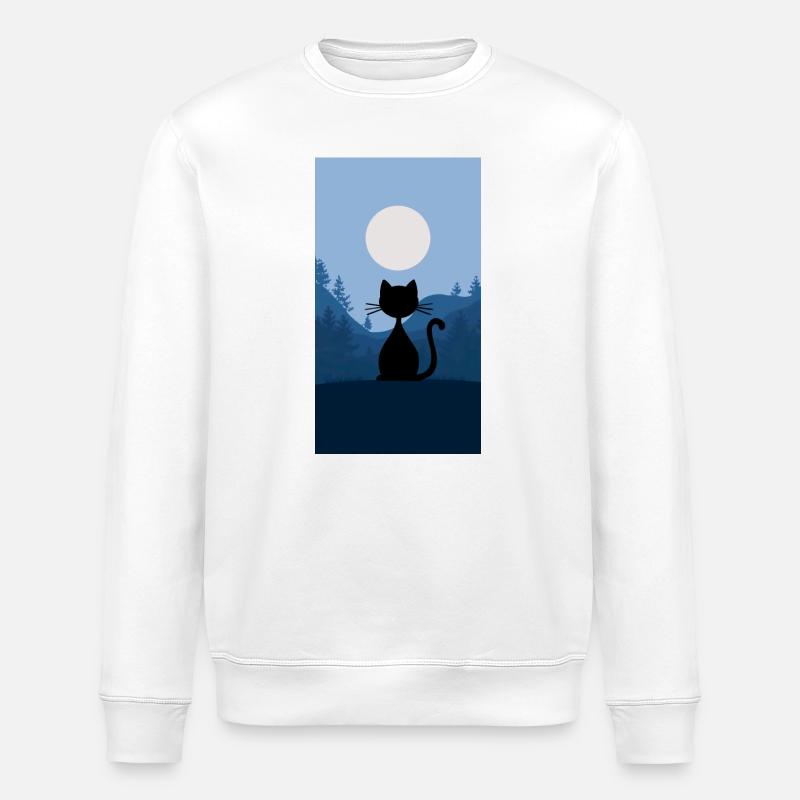 Chat au clair de lune - Sweat bio ROLLER Stanley/Stella Unisexe - blanc