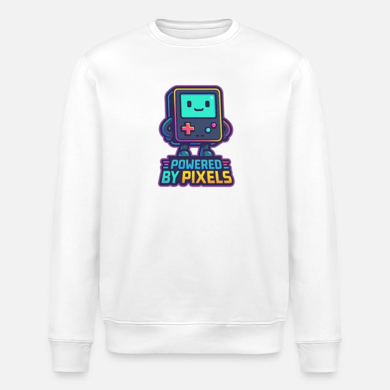 Pixelated Bot with Empowered Message - Stanley/Stella ROLLER Unisex Organic Sweatshirt - white