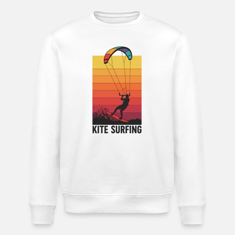 Kitesurfer Sunset Gradient - Stanley/Stella ROLLER Unisex Organic Sweatshirt - white