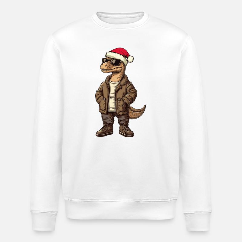 Dinosaure brontosaure Hiver de Noël - Sweat bio ROLLER Stanley/Stella Unisexe - blanc