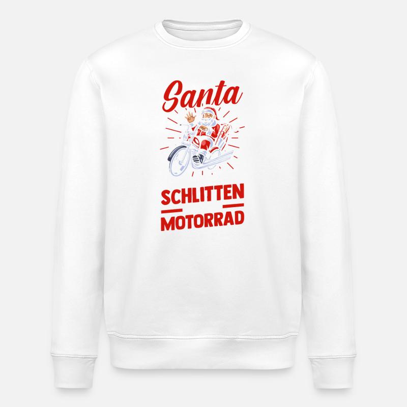Weihnachtsmann Biker Motorrad Weihnachten - Stanley/Stella Unisex Bio-Sweatshirt ROLLER - Weiß
