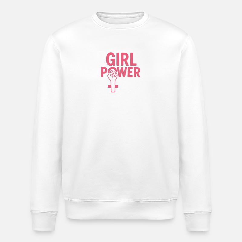Girl Power Pink Faust-Emblem - Stanley/Stella Unisex Bio-Sweatshirt ROLLER - Weiß