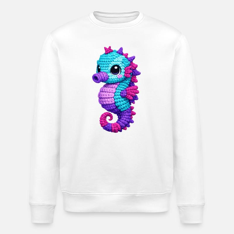 Charlotte Seepferdchen  - Stanley/Stella Unisex Bio-Sweatshirt ROLLER - Weiß