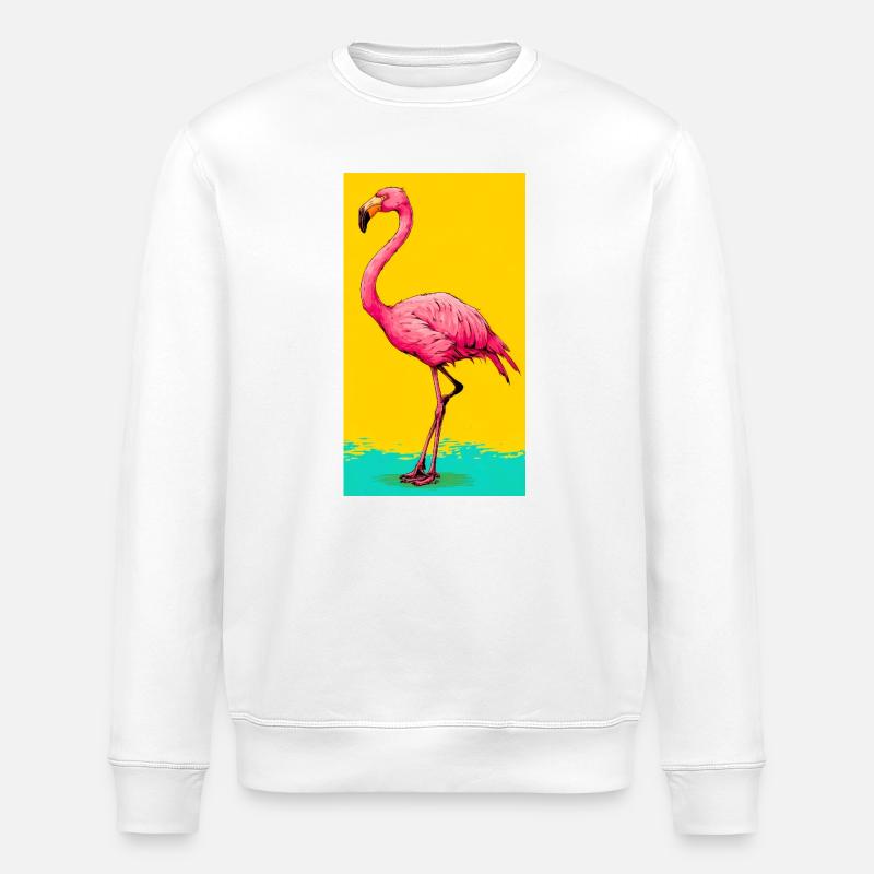 flamingo - Stanley/Stella ROLLER Unisex Organic Sweatshirt - white