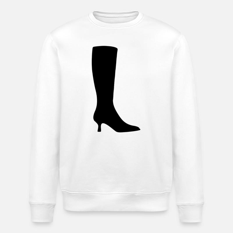 Black Boot Silhouette - Stanley/Stella ROLLER Unisex Organic Sweatshirt - white