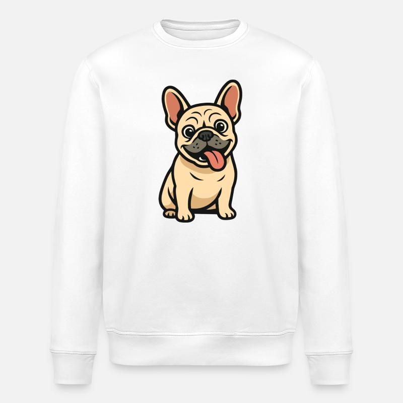 Dessin animé de bouledogue français - Sweat bio ROLLER Stanley/Stella Unisexe - blanc